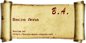 Becze Anna névjegykártya